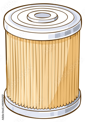 Clean engine oil filter cylindrical shape with pleated media and metal end caps