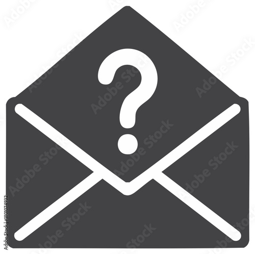 Open envelope with a question mark icon symbolizing mystery and unanswered questions