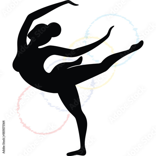 Artistic Silhouette of a Dancer and Athlete, Embodying Grace and Balance in a Vector Illustration