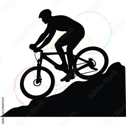 Mountain biker riding up a hill