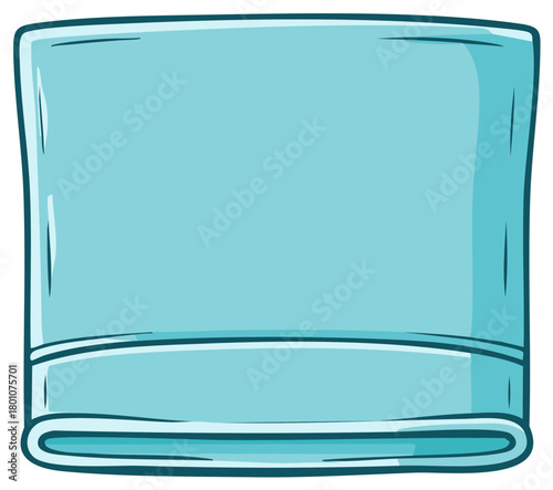 Cartoon illustration of a folded light blue towel or fabric with a dark blue outline