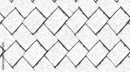 Black and white textured herringbone pattern background vector