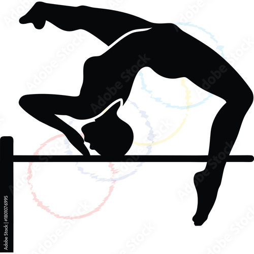 Empowering Athlete Silhouette Demonstrating Extreme Flexibility and Strength in a Challenging Highjump Performance