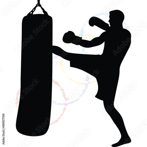 Person Training with Punching Bag