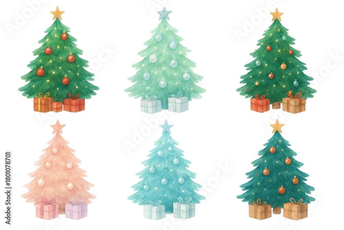 Christmas tree Vector illustration set 
