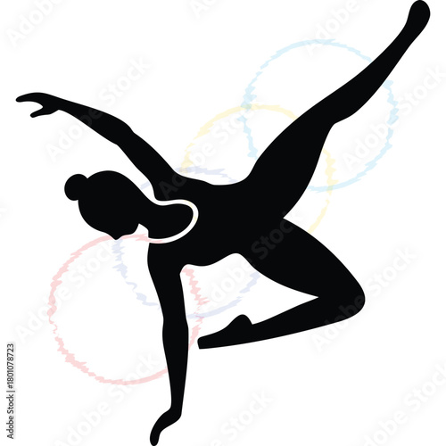 Dynamic Dancer Silhouette Illustration with Subtle Sport Rings for Performance Art