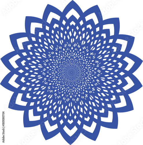 Abstract blue radial floral geometric design Vector