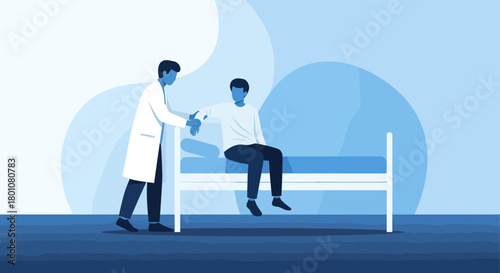 Medical Examination Illustration Featuring Doctor and Patient in Vector Style