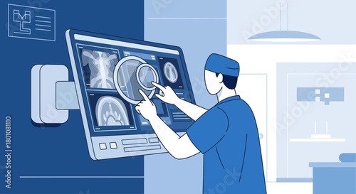 Medical Professional Analyzing Healthcare Imagery on a Modern Diagnostic Screen
