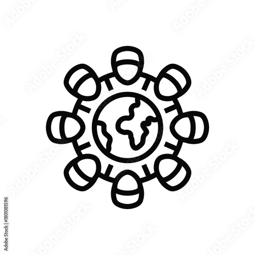Black line icon for global population