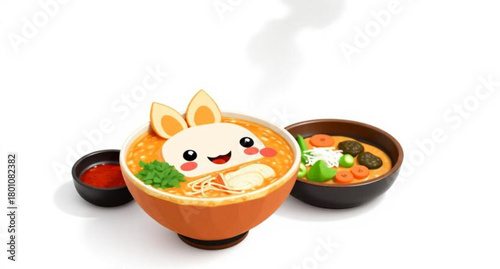 Easter bunny with eggs and carrot vegetable salad lunch