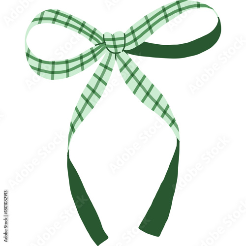 green ribbon bow hand drawn