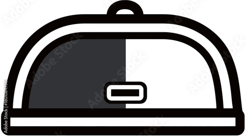 Elegant Black and White Food Cloche Icon for Restaurant Service, Catering, Dining, and Culinary Presentation Graphic