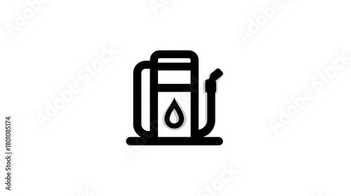 Minimalist black outline icon of a gas pump with a fuel drop, symbolizing petroleum, gasoline, energy, and automotive services.