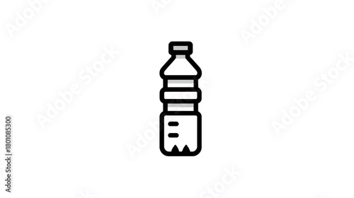 Plastic Water Bottle Outline Icon. Simple Black Line Vector Graphic for Beverage, Hydration, or Recycling.