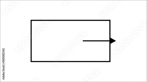 Minimalist rectangle box with right-pointing arrow icon symbolizing output, export, send, transfer, or next action concept.