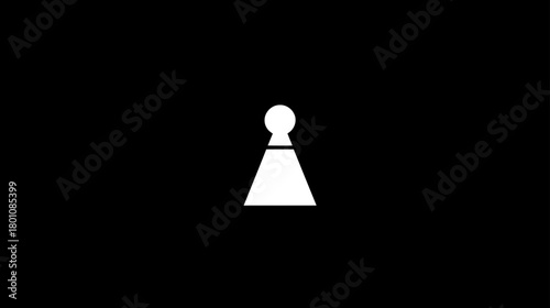 Isolated White Pawn Chess Piece Silhouette Icon on Black Background for Strategy Games and Success Concept