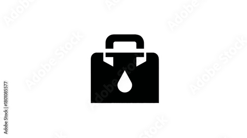 Black Briefcase with Drop Symbol Icon Vector Illustration for Environmental Business, Liquid Solutions, or Green Corporate Concepts