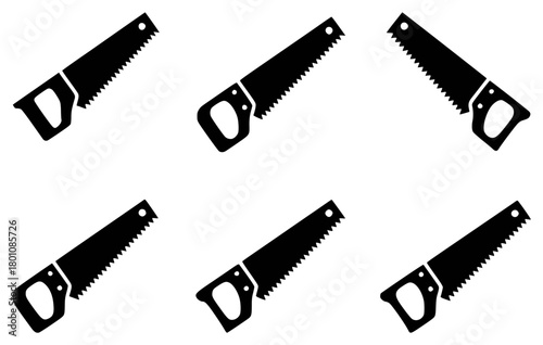 A Pattern of Black Hand Saws on a White Background