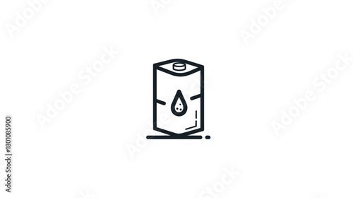 Line art icon of a generic rectangular carton or package with a liquid drop. Ideal for illustrating oil, milk, juice, or other liquid products.
