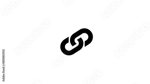 Black link chain icon symbol for connection, hyperlink, website, internet, web page, digital communication, and SEO on white background.