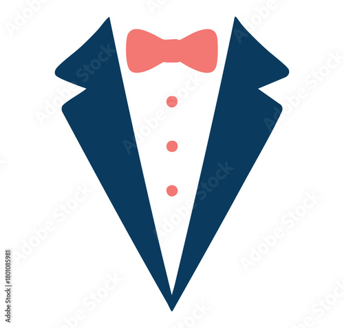 Tuxedo suit with pink bow tie