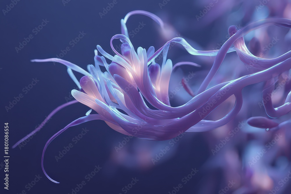 Obraz premium Abstract Purple Tentacle Forms with Light Glow Background