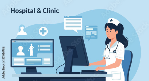 Medical Professional Using Technology in a Hospital Setting for Patient Care Services