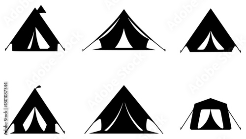 Collection of Black Silhouette Tents for Camping and Outdoor Adventures