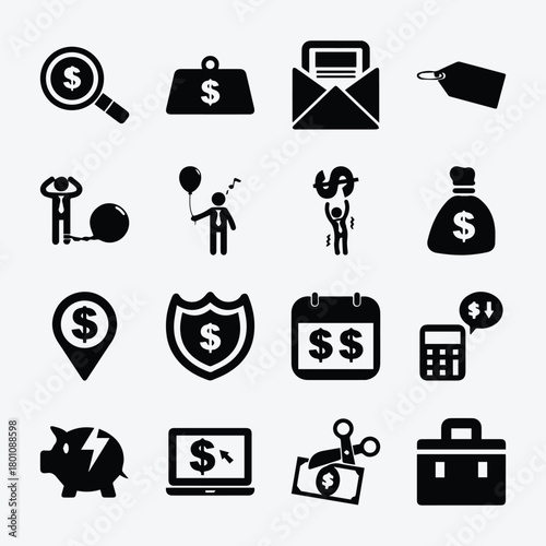 Finance Tax Vector Icon Set