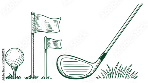 Golf game elements illustration