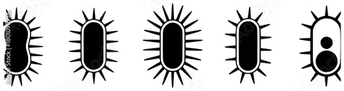 Simple Black and White Icons of Bacteria and Microorganisms