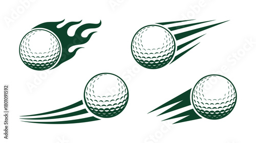 Flying golf ball sport icons