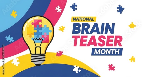 National Brain Teaser Month Lightbulb Puzzle Pieces