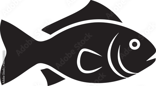 Black Silhouette of a Fish with Fins and Tail animal