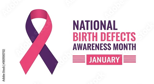 National Birth Defects Awareness Month January with Ribbon