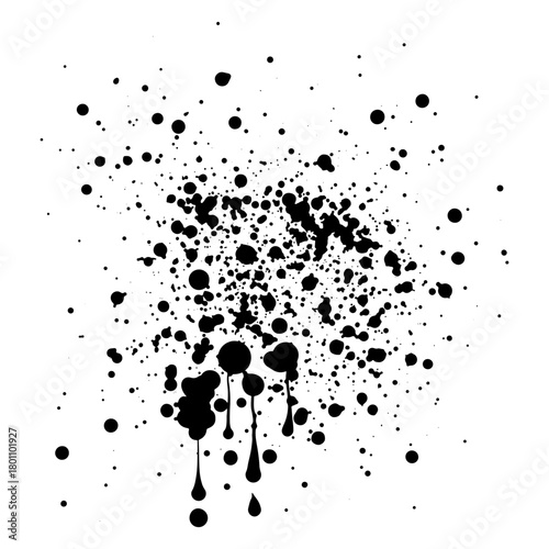 Black splatter background with  ink or paint