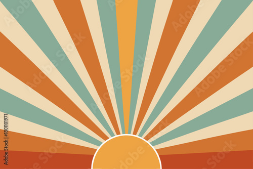 70s Groovy Sunburst Abstract Wallpaper Boho Background
