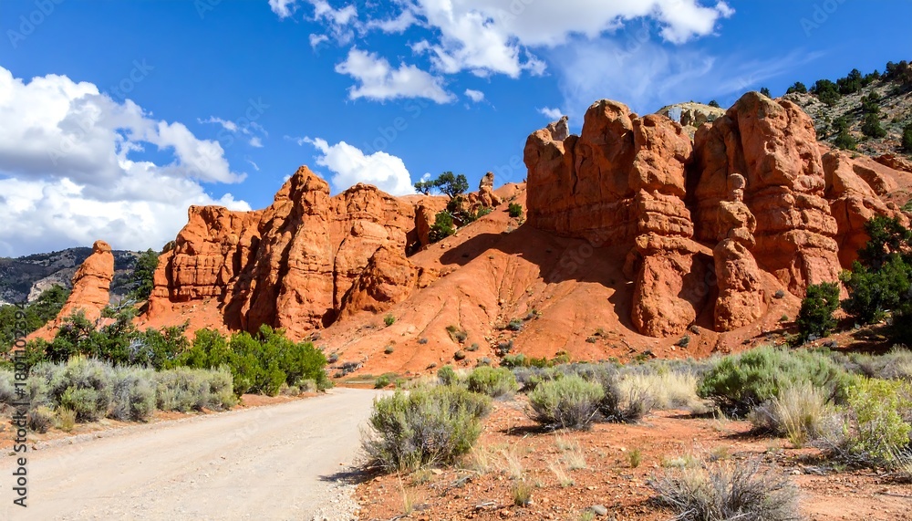 Fototapeta premium Scenic Red Canyon landscape with hiking trail in Utah.
