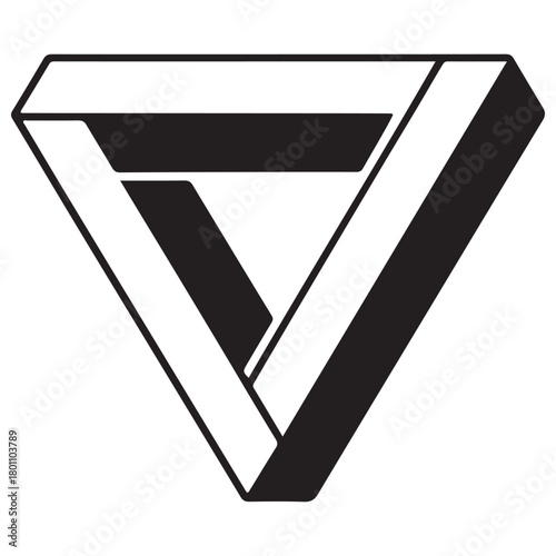 Abstract Geometric Impossible Triangle Optical Illusion Paradox Monochrome Design