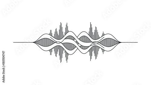 Flat Soundwave Inspired Linear Echo Pattern with Bands in High Tech Minimal Vector Style