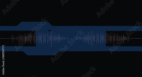 Flat Soundwave Inspired Linear Echo Pattern with Bands in High Tech Minimal Vector Style