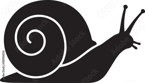 Black Silhouette Of A Snail With Swirl Shell slug mollusk