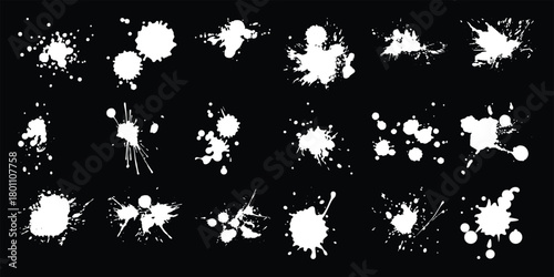 Grunge Splatter Set A Collection of White Ink Blots and Artistic Stains