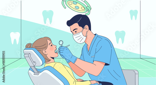 Dental Examination: Patient undergoing a checkup at the Clinic with Doctor