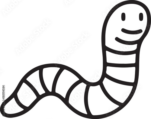Simple cartoon drawing of a worm with a smile illustration