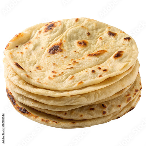 chapati or roti on isolated white background png