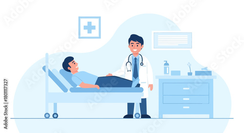 Medical Examination Illustrative Image Depicting a Doctor Diagnosing a Patient in a Hospital
