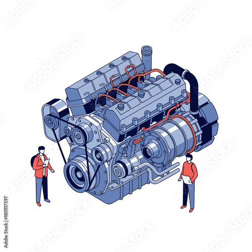 Exploring the intricate design and mechanics of a modern internal combustion engine.
