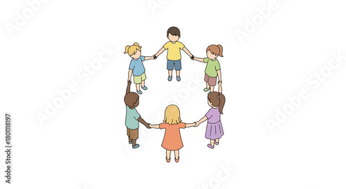 Diverse Group of Children Holding Hands in a Circle Symbolizing Unity and Friendship for Educational and Social Development Projects